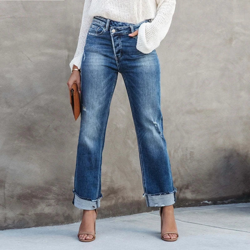 Reese | Women's High-Waisted Cuffed Jeans