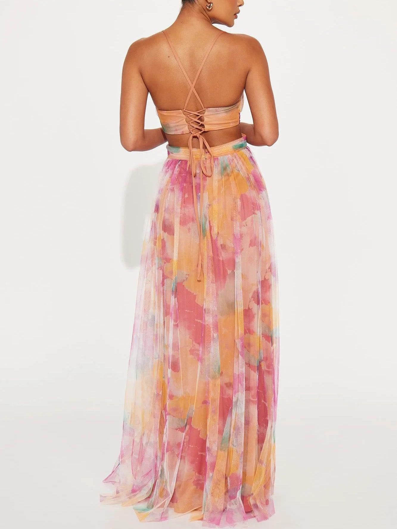 Esther | Women's Spaghetti Strap Floral Maxi Dress